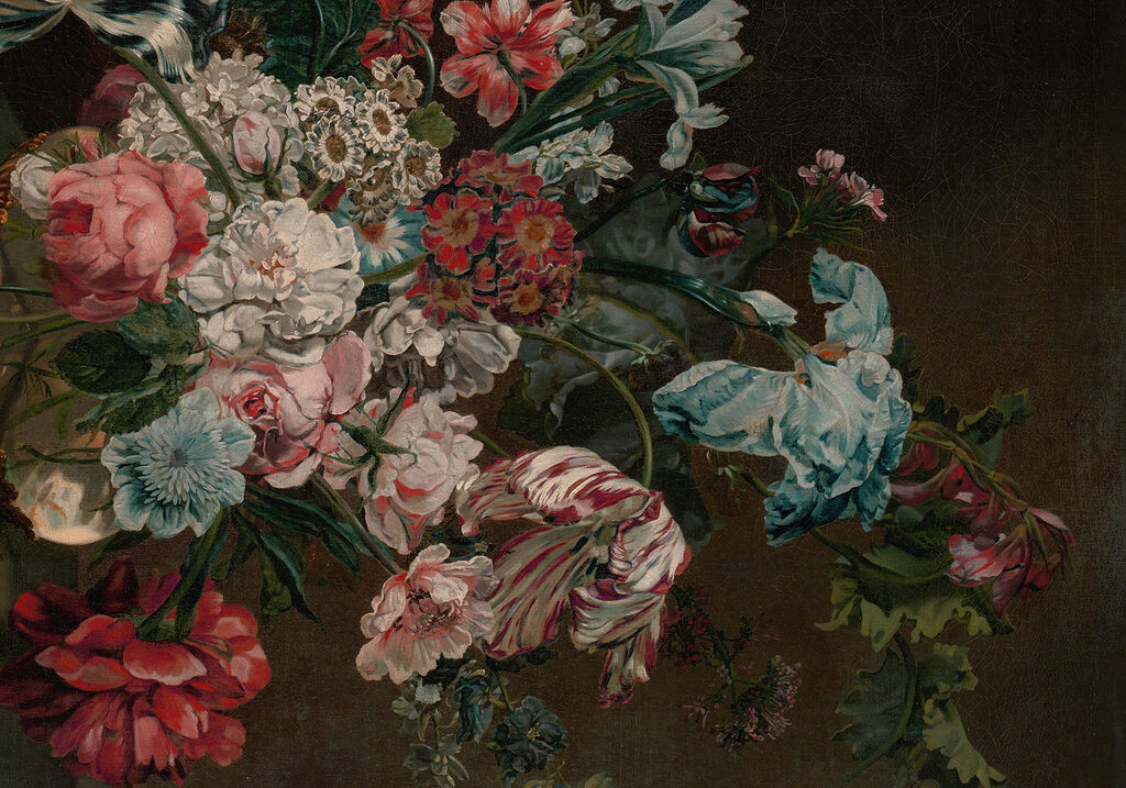 Pintura de flores sobre fondo oscuro Pintura de flores sobre fondo oscuro