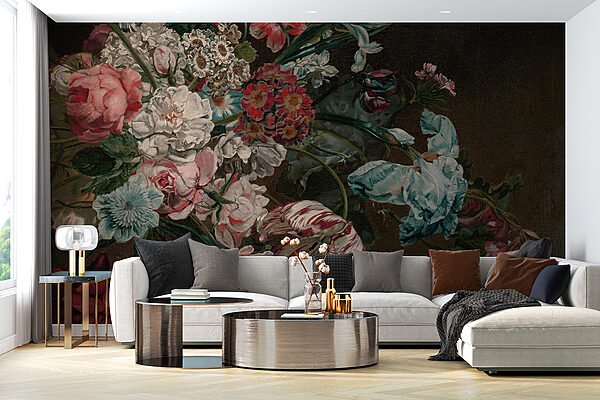 Pintura de flores sobre fondo oscuro Pintura de flores sobre fondo oscuro