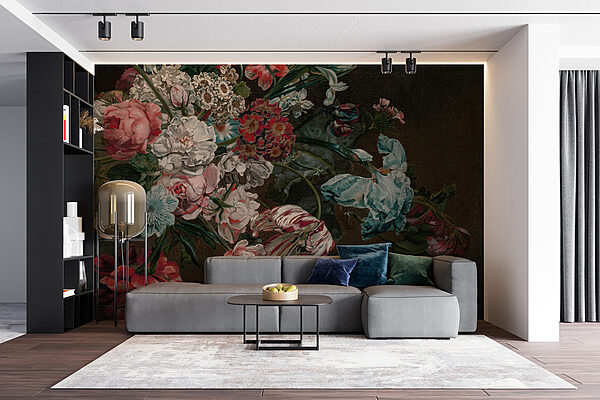 Pintura de flores sobre fondo oscuro Pintura de flores sobre fondo oscuro