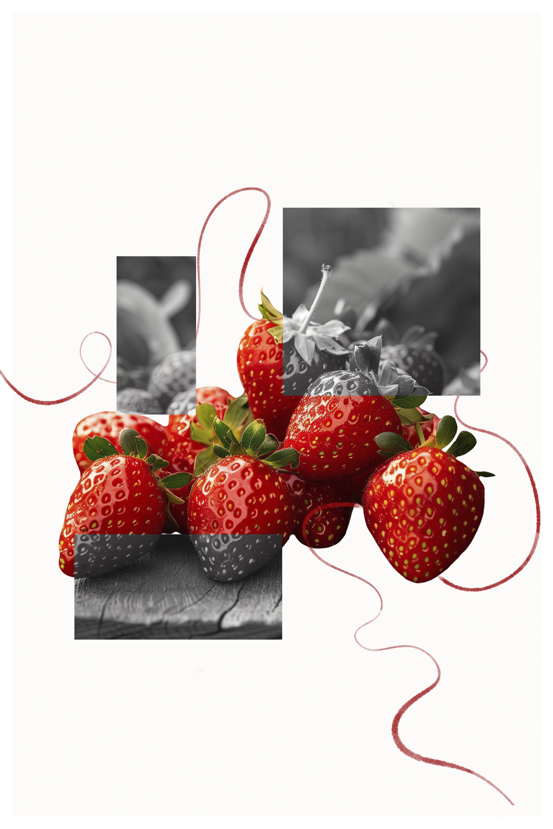 Group of strawberries on a table