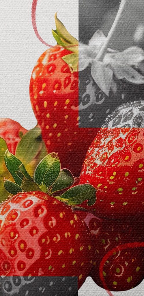 Group of strawberries on a table