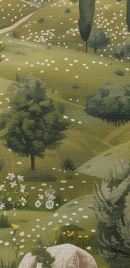 Landscape with trees and a house on top of it Landscape with trees and a house on top of it