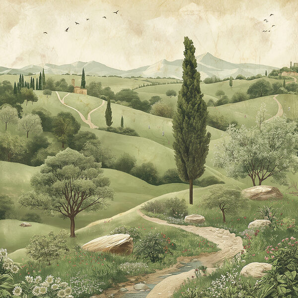 Landscape with trees and a road Landscape with trees and a road