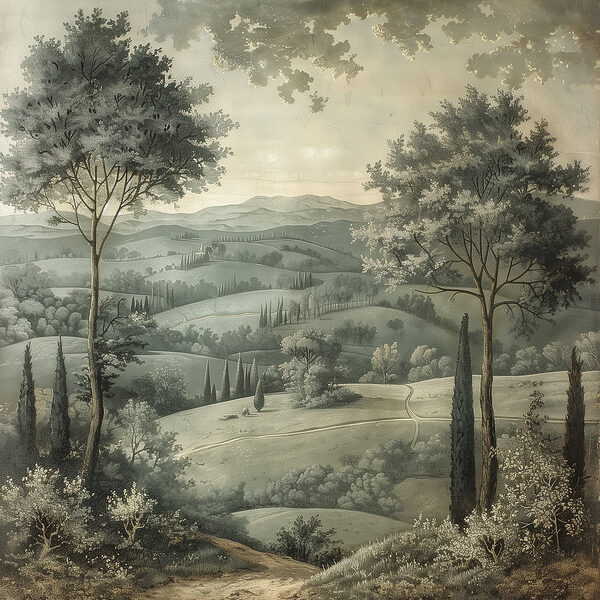 Landscape with trees and hills Landscape with trees and hills