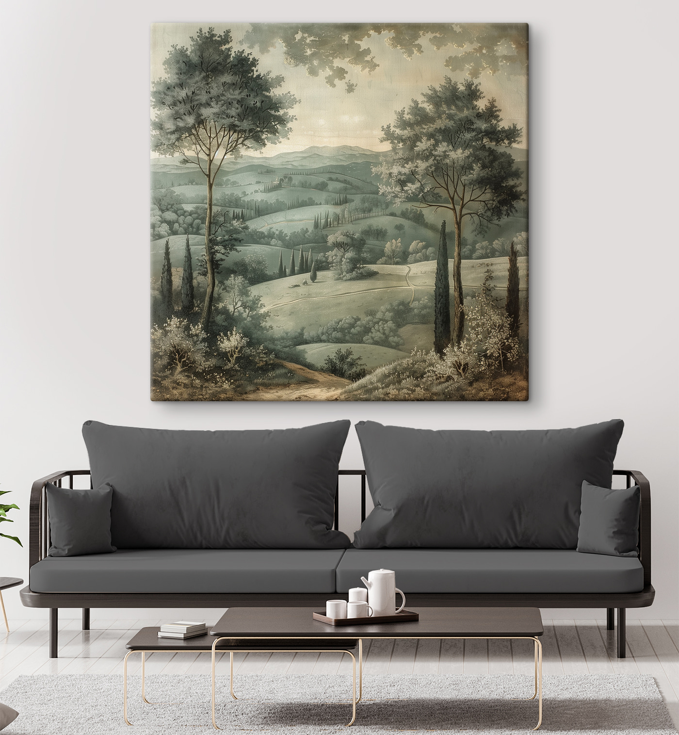 Landscape with trees and hills Landscape with trees and hills