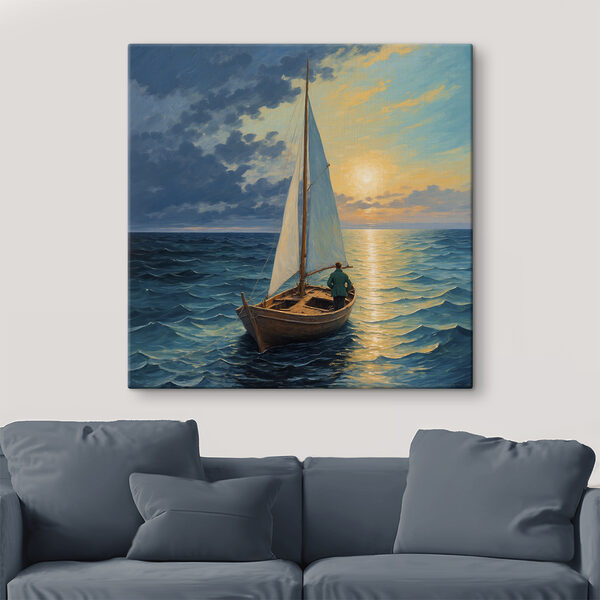 Cuadros Cuadros Cuadro de un hombre en un barco en el océano (SKU: s40053)