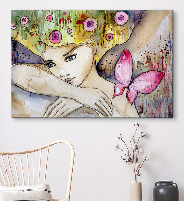 Cuadros Mujer con una mariposa en la cabeza (SKU: s05554) Cuadros Cuadros Mujer con una mariposa en la cabeza (SKU: s05554)
