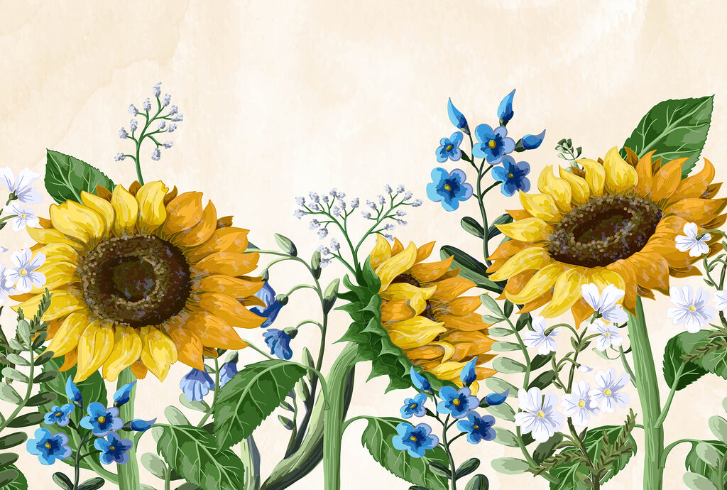 Grupo de girasoles y otras flores Grupo de girasoles y otras flores