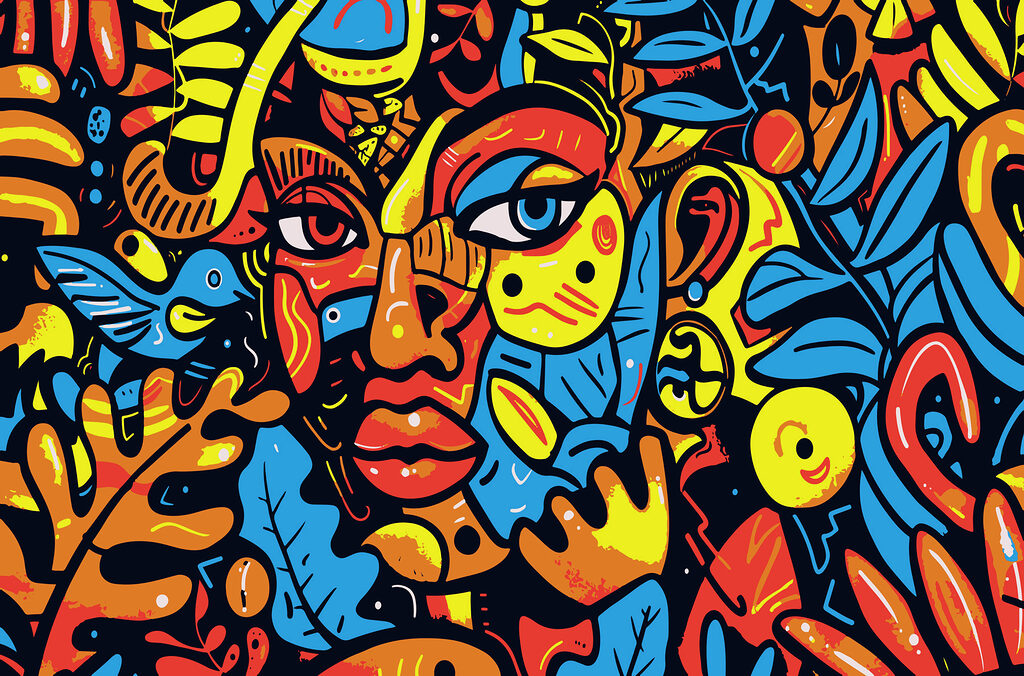 Arte colorido de un rostro Arte colorido de un rostro