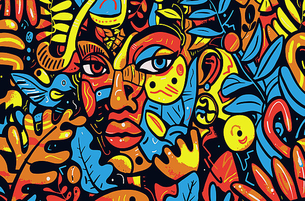 Arte colorido de un rostro Arte colorido de un rostro