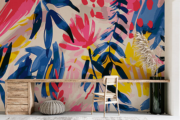 Colorido motivo floral con hojas Colorido motivo floral con hojas