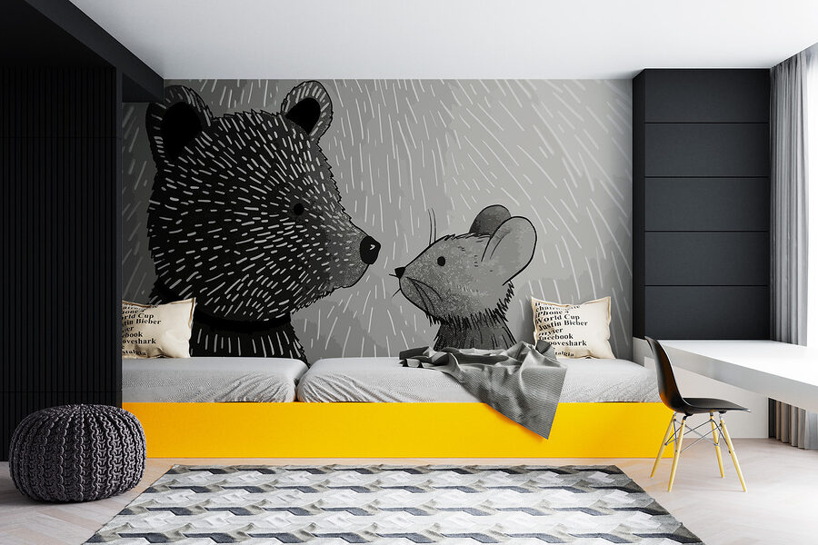 Fotomurales Dibujo animado de un oso y un ratón - Imagen 2