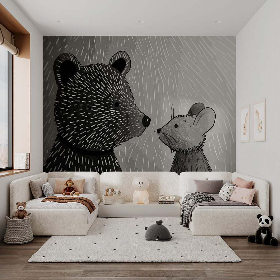 Fotomurales Dibujo animado de un oso y un ratón - Imagen 3