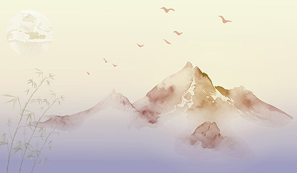 Pintura de montañas y pájaros Pintura de montañas y pájaros