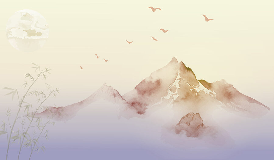Pintura de montañas y pájaros Pintura de montañas y pájaros
