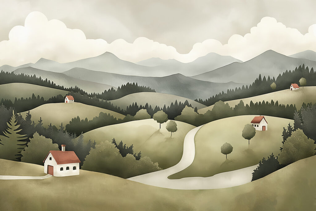 Paisaje con casas y árboles Paisaje con casas y árboles