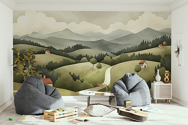 Paisaje con casas y árboles Paisaje con casas y árboles