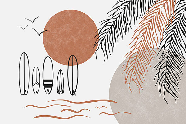 Tablas de surf y hojas de palmera w00958p 600x400 - Tablas de surf y hojas de palmera
