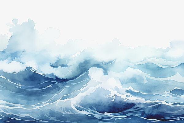 Acuarela de olas y nubes Acuarela de olas y nubes