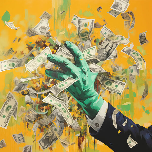 Hand in a suit throwing money Hand in a suit throwing money