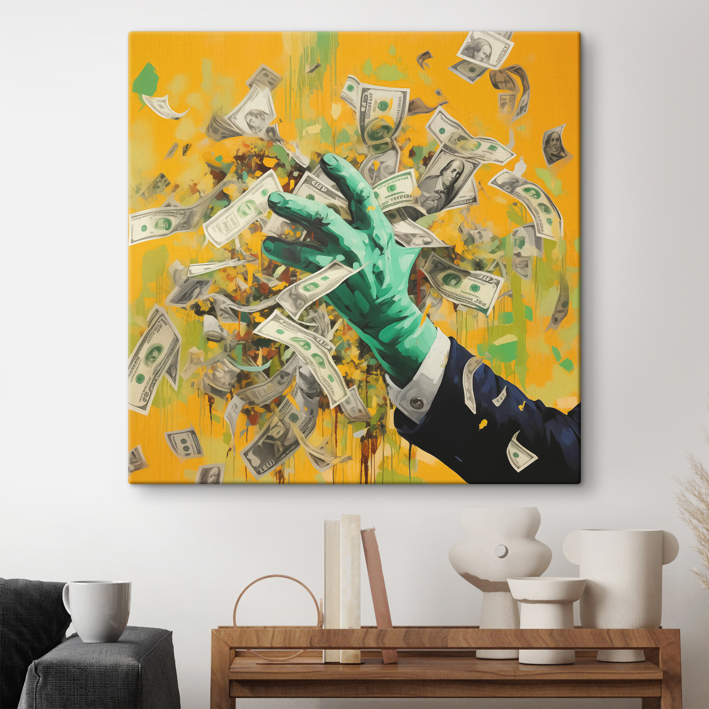 Hand in a suit throwing money Hand in a suit throwing money