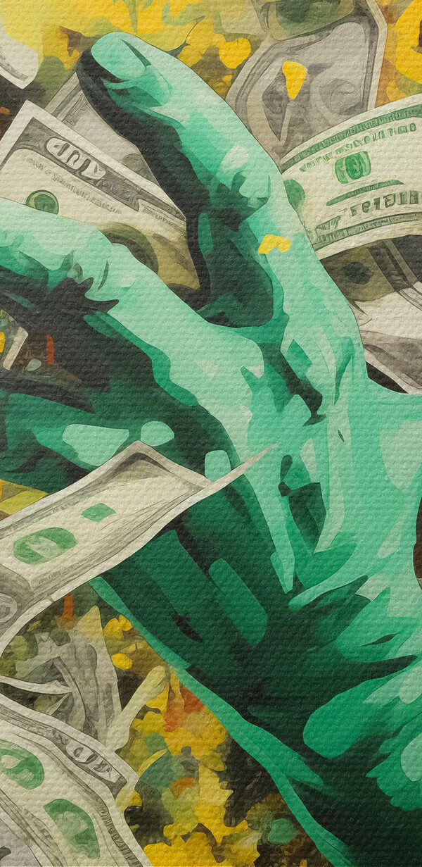 Hand in a suit throwing money Hand in a suit throwing money