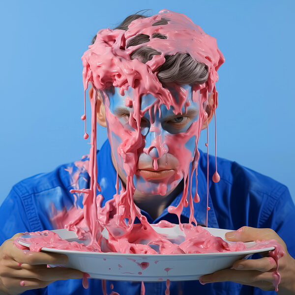 Man with pink paint on his face Man with pink paint on his face