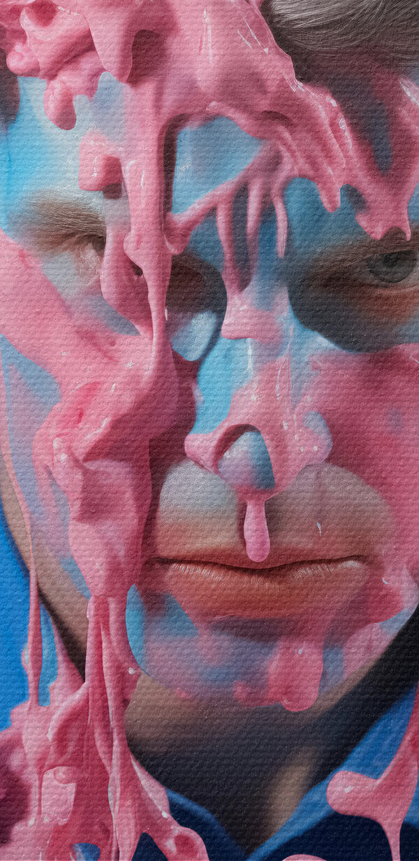 Man with pink paint on his face Man with pink paint on his face