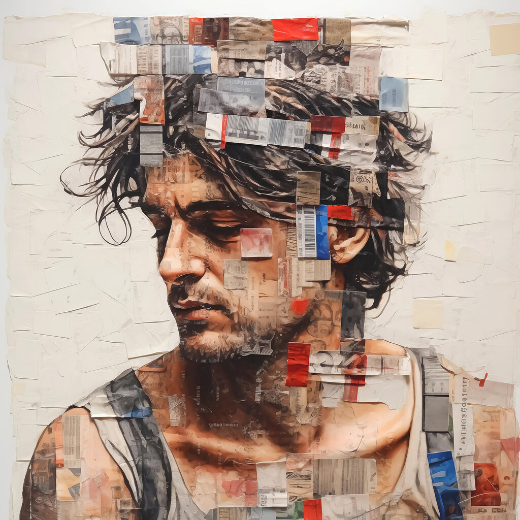 Man with many pieces of paper