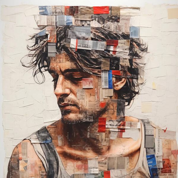 Man with many pieces of paper