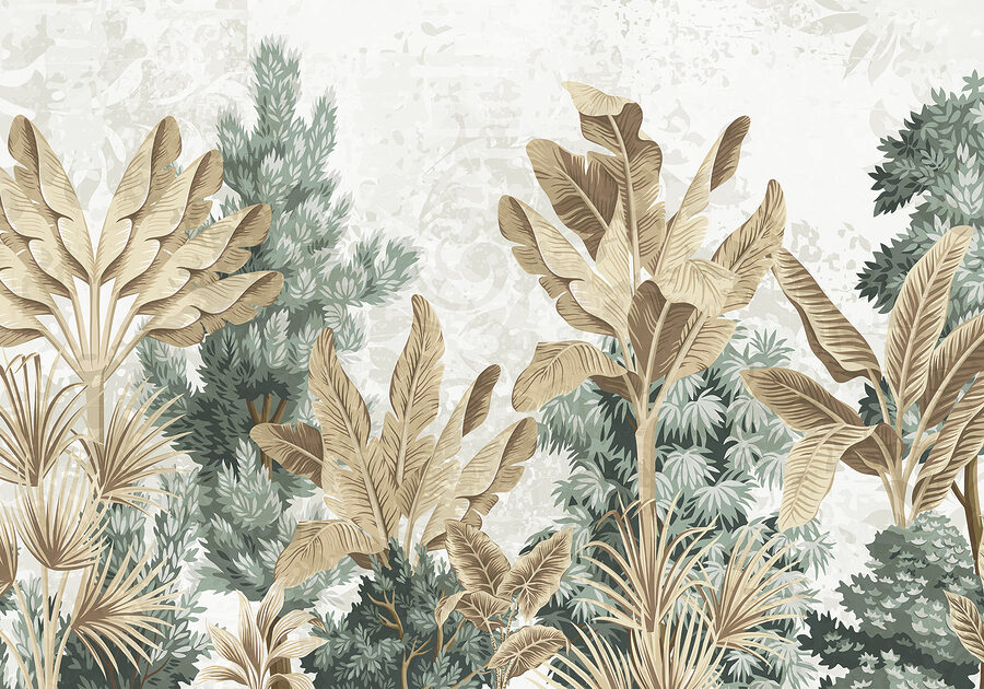 Papel pintado con plantas variadas