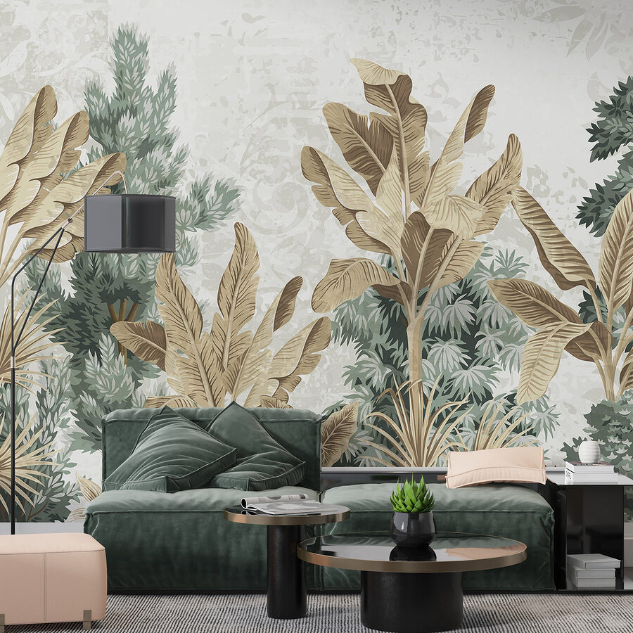 Papel pintado con plantas variadas