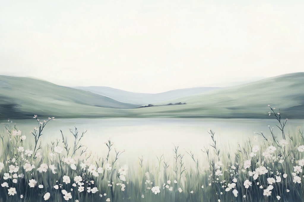 Pintura de un campo de flores Pintura de un campo de flores