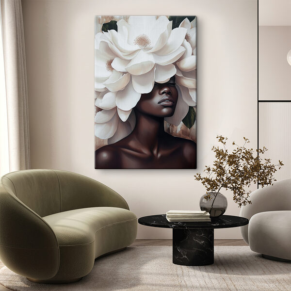 Woman with white flowers on her head
