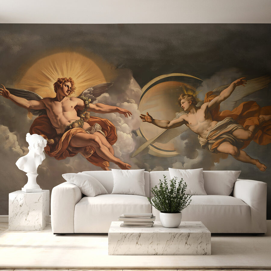 Pintura de ángeles en el cielo