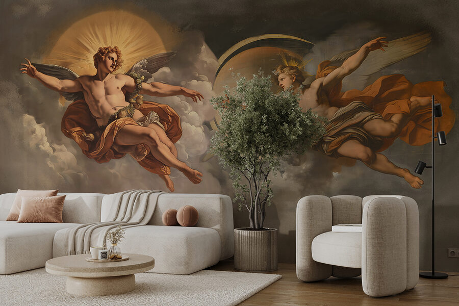 Pintura de ángeles en el cielo
