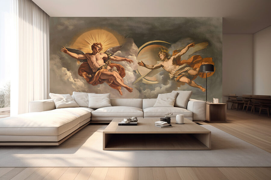 Pintura de ángeles en el cielo