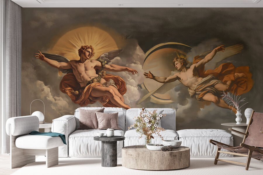 Pintura de ángeles en el cielo