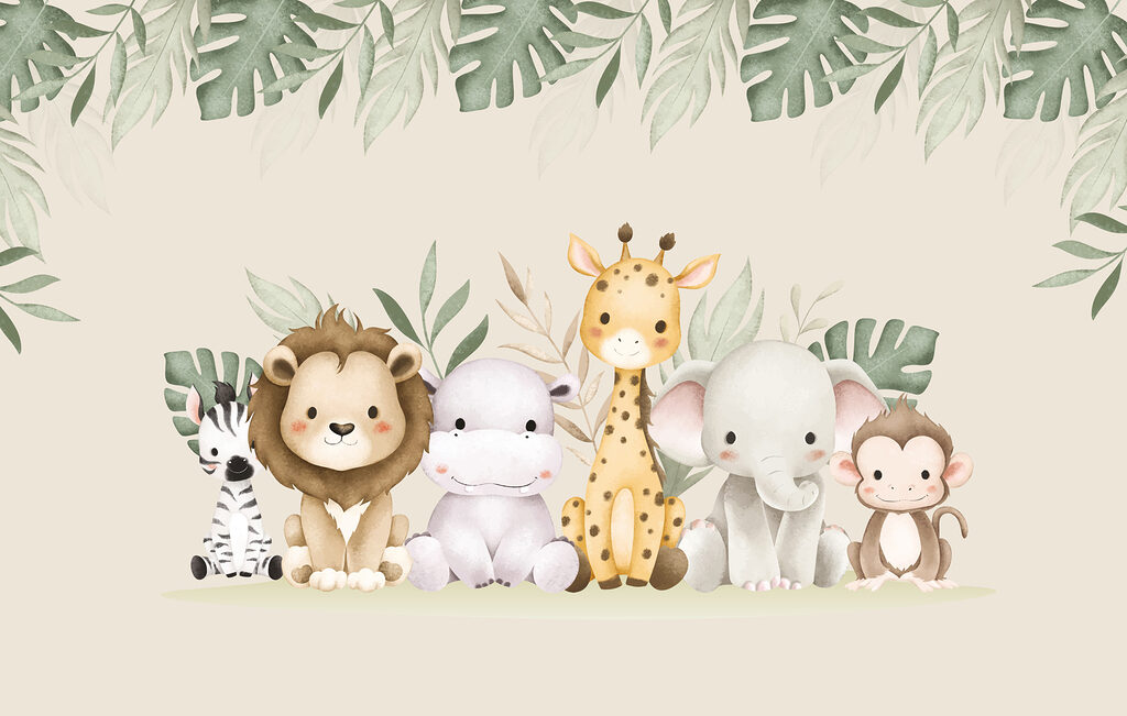 Group of animals next to leaves Group of animals next to leaves