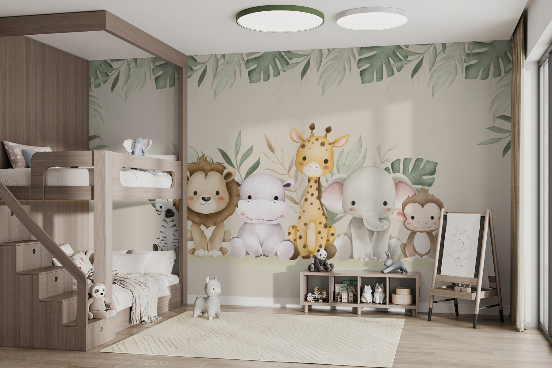 Group of animals next to leaves Group of animals next to leaves