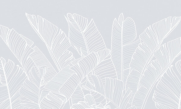 White line drawing of leaves