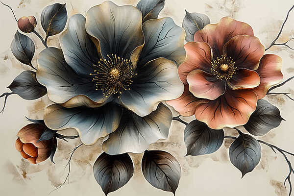 Pintura de flores sobre fondo blanco Pintura de flores sobre fondo blanco