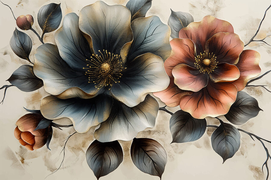 Pintura de flores sobre fondo blanco