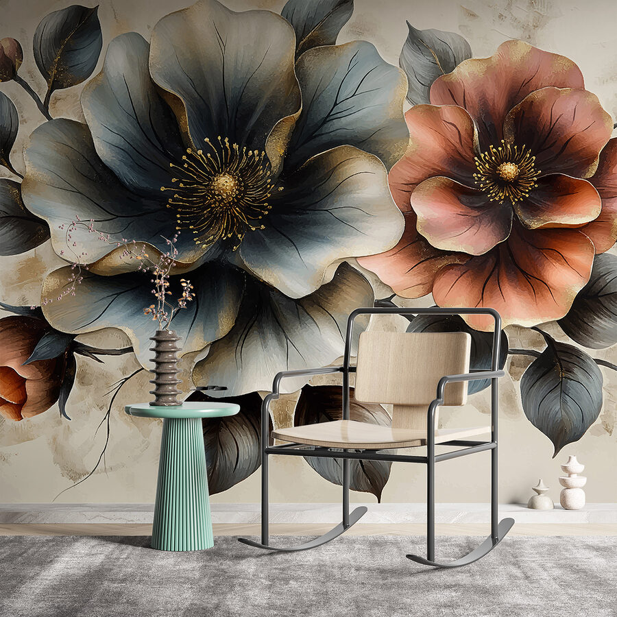 Pintura de flores sobre fondo blanco