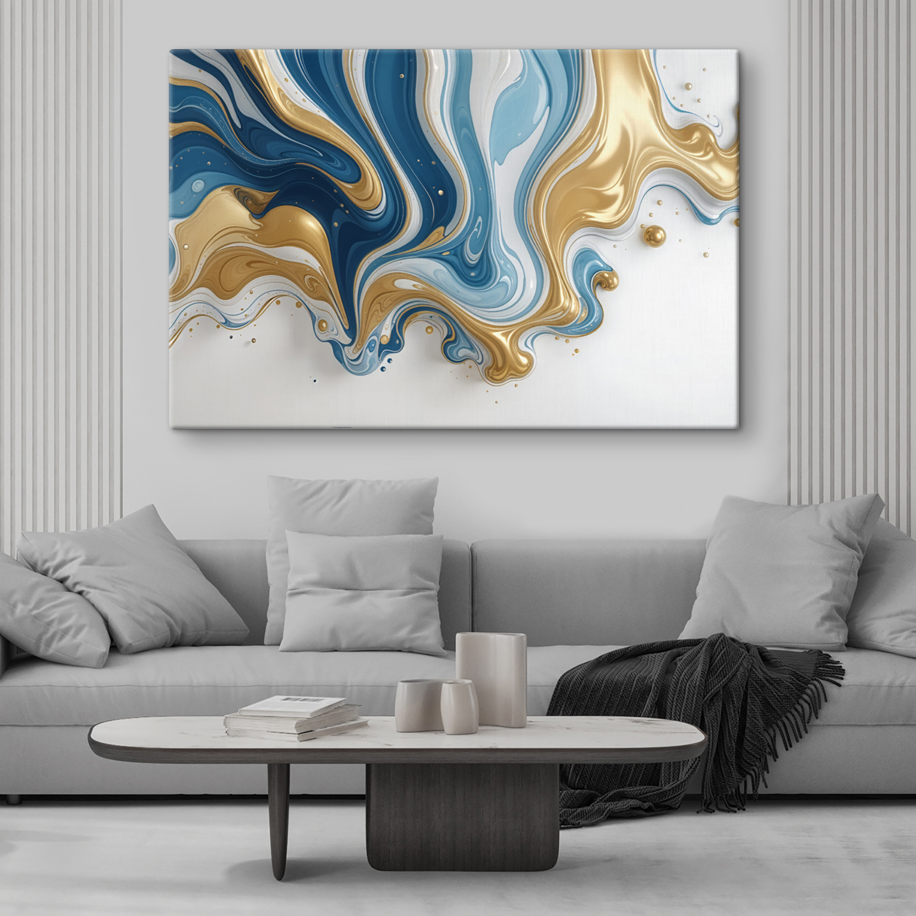Flowing waves of blue and yellow Flowing waves of blue and yellow