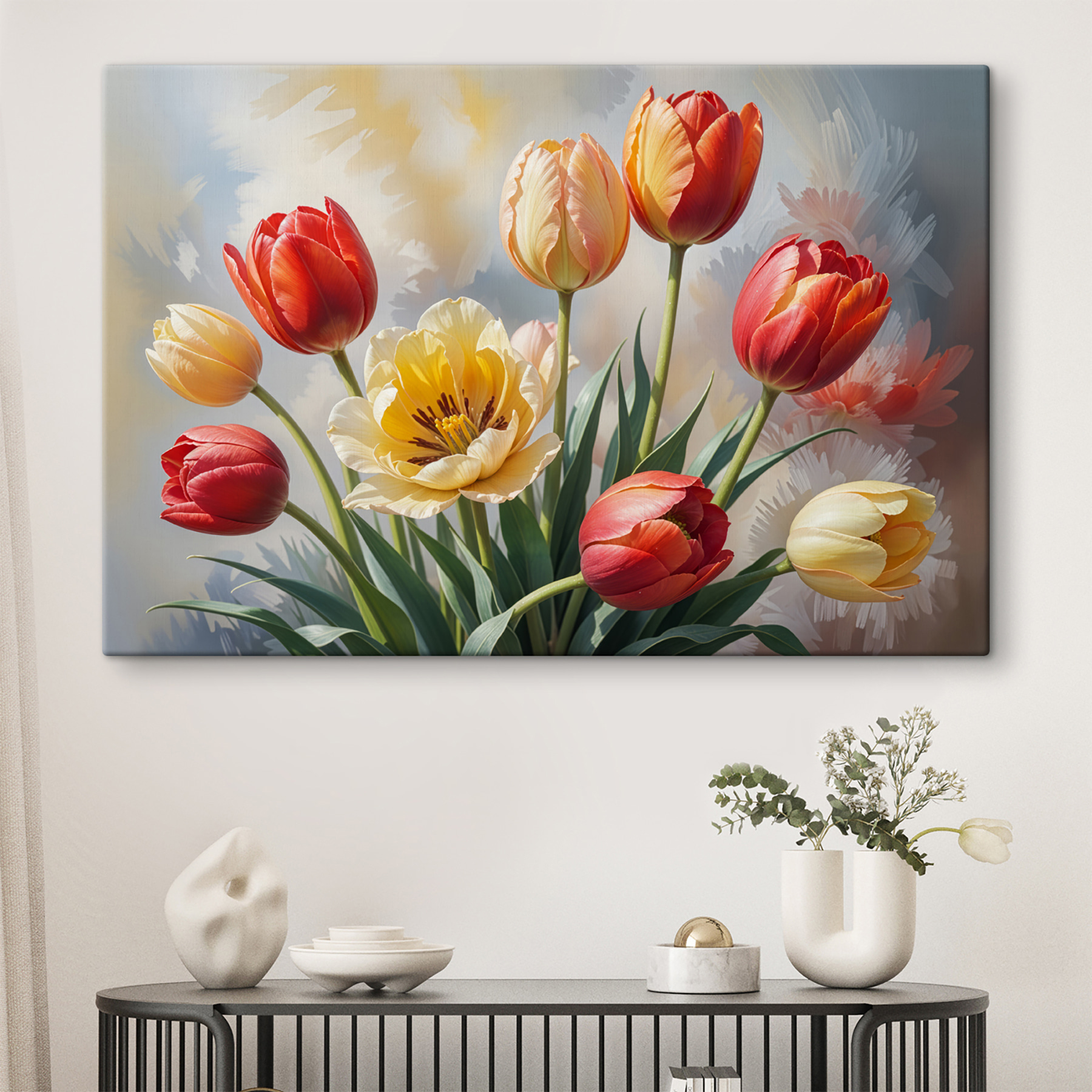 Group of tulips in a vase Group of tulips in a vase