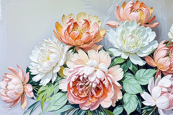 Group of flowers with leaves