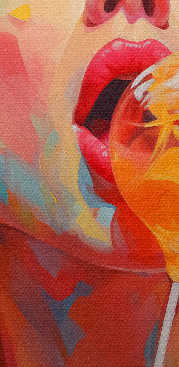 Woman with red hair and a lollipop