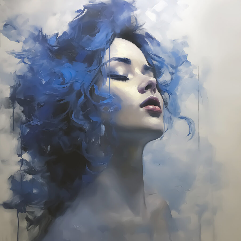 Woman with blue hair Woman with blue hair