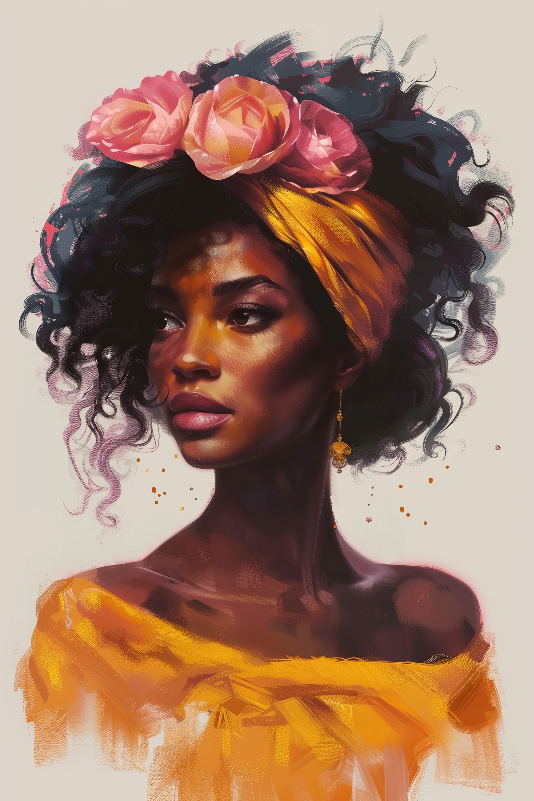 Woman with flowers in her hair Woman with flowers in her hair